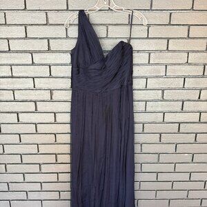 Navy One Shoulder Chiffon Formal Dress Wedding Guest Bridesmaid